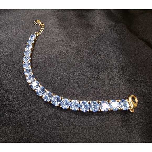 Park Lane Gold-Tone Bracelet W/ Blue Crystal Stones Adjustable Clasp New In Box - Picture 7 of 7